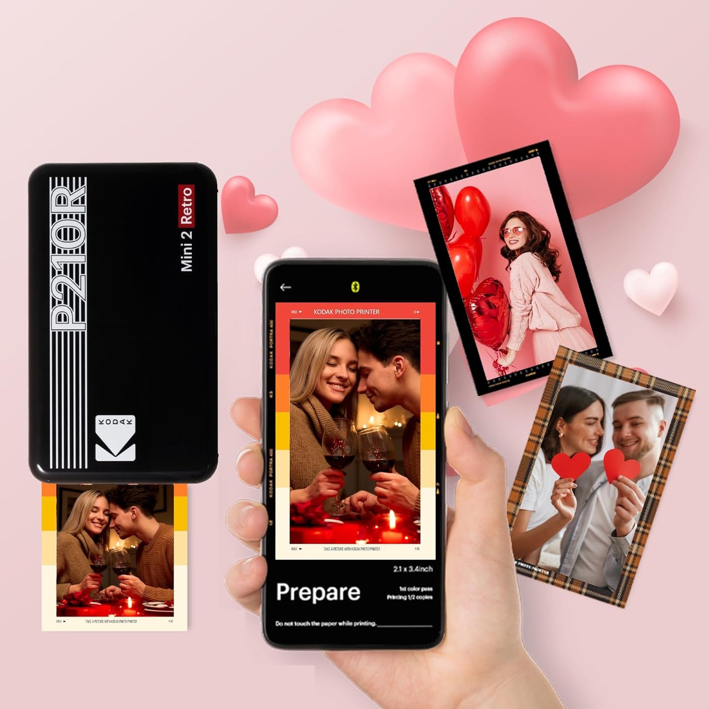 Mini 2 Retro 4PASS Portable Photo Printer (2.1X3.4 Inches) + 8 Sheets, Black